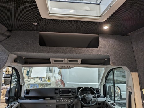 Cab overhead storage shelf - shelf, man